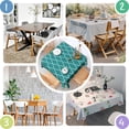 thumbnail image 4 of Teal Geometric Quatrefoil Pattern Square Tablecloth,Waterproof Square Table Cover,Wipeable Spillproof Washable Table Cover for Home Kitchen Party Decor 42"X42"(107x107cm), 4 of 6