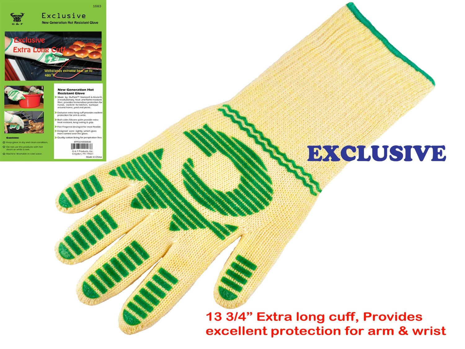 G & F Products Heat-Resistant Fireplace Gloves, Extra Long Cuff, 1 Piece - image 4 of 7