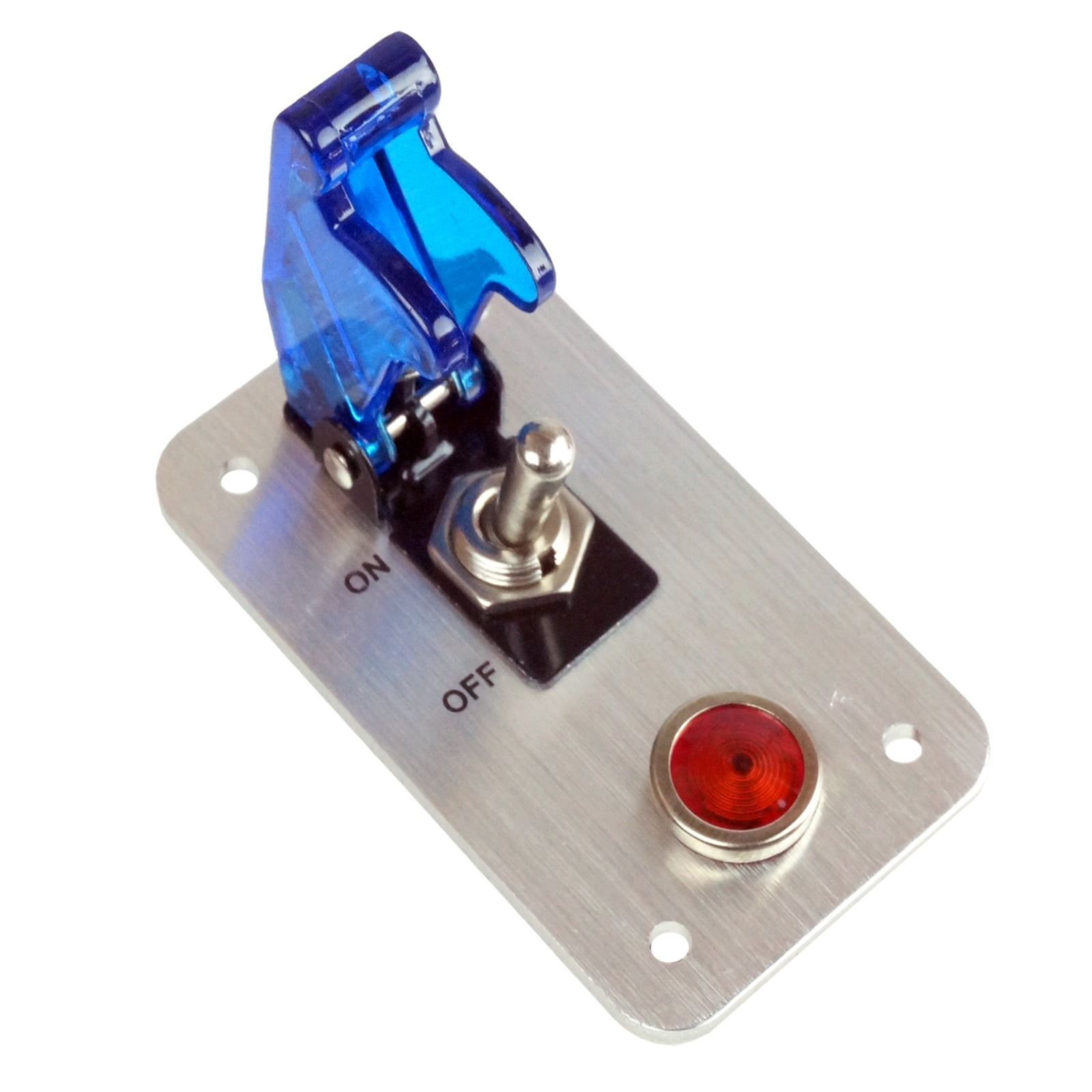 2 Rows Red Blue Safety Cover Toggle Switch Red Indicator Light Aluminum Plate