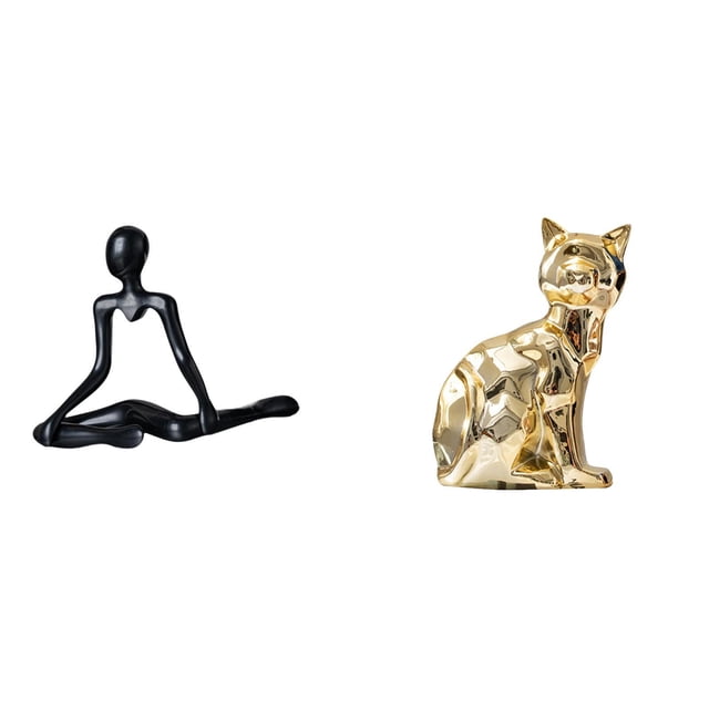 Estatua de gato con pensamiento abstracto creativo, figura decorativa, escultura animal única, adorno artesanal para entrada, dormitorio, chimenea, re