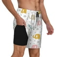thumbnail image 2 of Sigee Little Elephant Print Mens Swim Trunks with Compression Liner Quick Dry Swim Stretch Beach Shorts with Pockets,S-3XL, 2 of 7