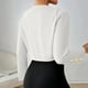 thumbnail image 3 of Ailaofu Women's Blazer Jacket Open Front Long Sleeve Pleated Work Office Cropped Jacket, 3 of 6