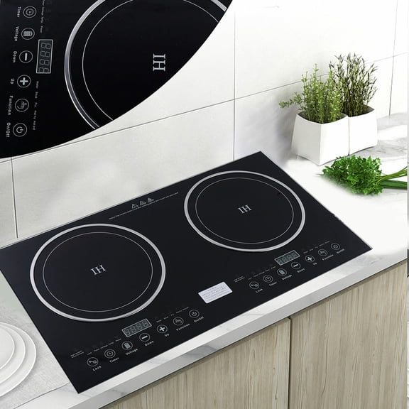 26.77*14.96*2.99 Modern Black Induction Cooktop Electric Cooktop Built-in 2 Burner Glass Cooktop Stove 110V