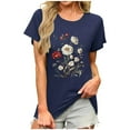 thumbnail image 2 of Chiccall Womens Floral Graphic Tees Round Neck Short Sleeve T Shirts Cute Boho Summer Loose Tops Navy XL, 2 of 4