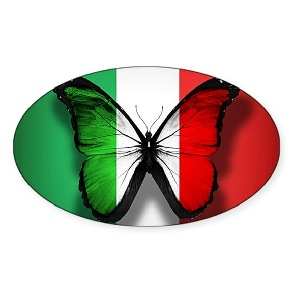 CafePress - Italian Flag Butterfly Sticker - Sticker (Oval)