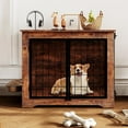 thumbnail image 1 of Historyli Caseta para perros grandes de 81 cm,caseta de madera para interiores con 2 puertas y 2 cuencos giratorios de 360°,caseta decorativa resistente para perros pequeños y medianos, 1 of 7