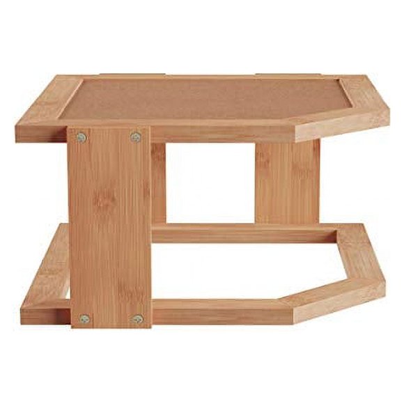 Lavish Home 2-Tier Bamboo Corner Shelf for Kitchen Or Bathroom Cabinet Countertop, Cupboard Storage and Organizer, Natural Wood Space Saving Rack