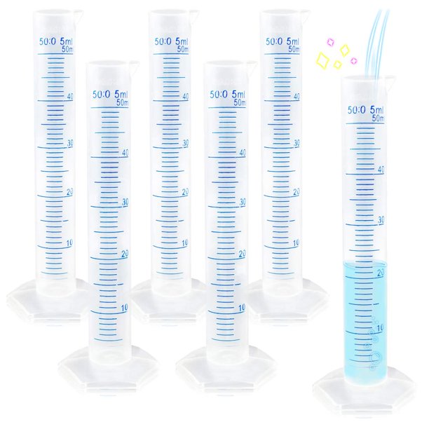 Juego de 10 cilindros graduados de plástico transparente, 50 ml, botella de tubo de medición científica con boquilla de 2 caras para hacer y verter proyectos XianweiShao 1327537060994