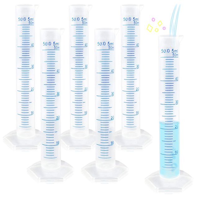 Juego de 10 cilindros graduados de plástico transparente, 50 ml, botella de tubo de medición científica con boquilla de 2 caras para hacer y verter proyectos XianweiShao 1327537060994