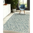 thumbnail image 4 of Greek Decorative Rug, Tile Mosaic Design Pattern in Antique Meander and Camo Design Effect Artwork Print, Quality Carpet for Bedroom Dorm and Living Room, 6 Sizes, Teal White, by Ambesonne, 4 of 4