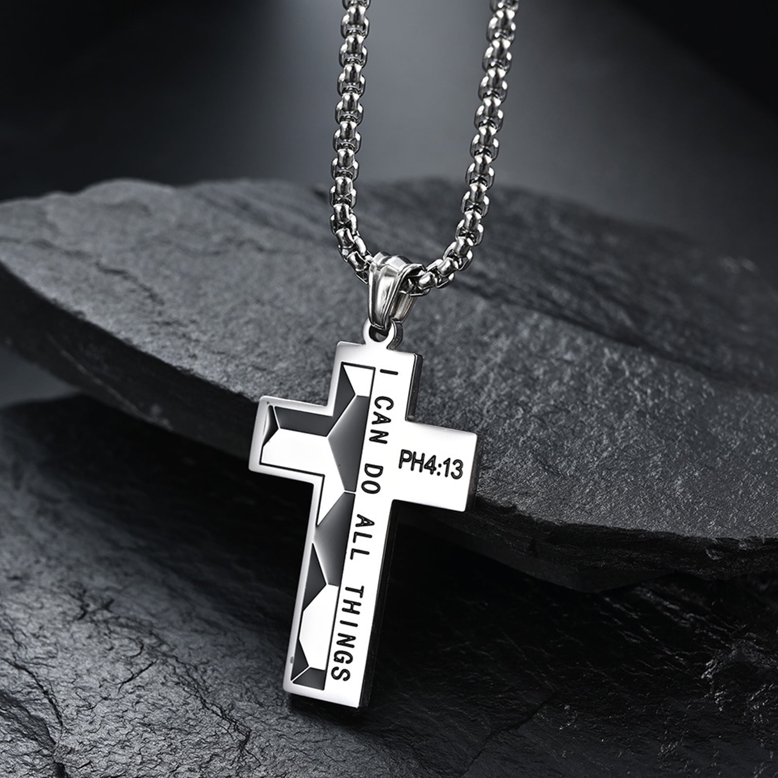 Naomi Mens Fashion Jesus Cross Pendant Gold 60cm Stainless Steel Alloy Pendant Necklace Chain Stainless Steel 60cm/24\