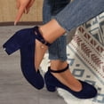 thumbnail image 2 of Women’s Slingback Pumps Block Heels Pointed Toe with Ankle Strap Elegant Closed Toe Dress Shoes for Wedding Evening Blue Size 9, 2 of 4