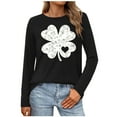 thumbnail image 5 of Lenpel Long Sleeve Shirts for Women Plus Size Crewneck St. Patrick's Day Printed Casual Pullover Tops Loose Lightweight Sweatshirts(Black,4X-Large), 5 of 5