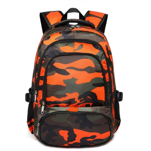 BLUEFAIRY Kids Backpack for Boys School Backpack for Elementary Primary School Book Bags Bookbags Back to School Gifts for Childs Mochila Para Nios 17" Aged 8-10 Camo Orange