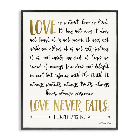 Stupell Industries Farmhouse Love Is Patient Psalm Black Framed Giclee Art, 11 x 14, by Susan Ball