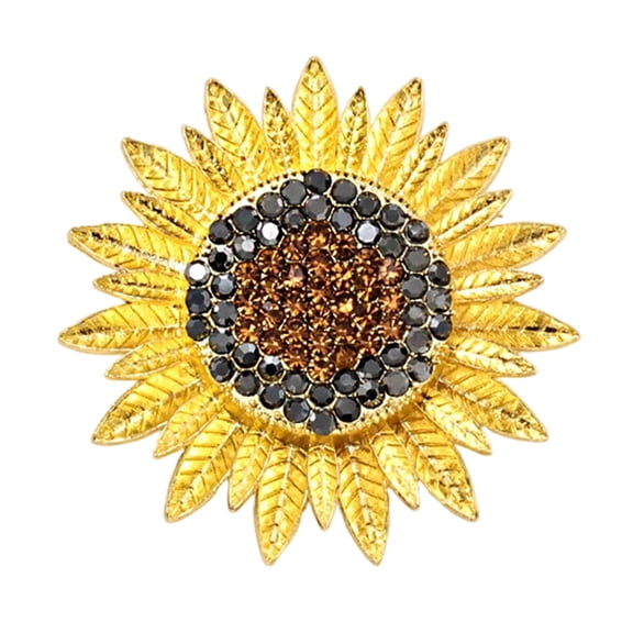 fuxzkrlz Brooch Pin, Large Sunflower Design Lapel Pin with Rhinestones Inlaid, Three-Dimensional Petals Floral Badge, Electroplated Anti-Oxidation Accessory for Coats Shirts Bags