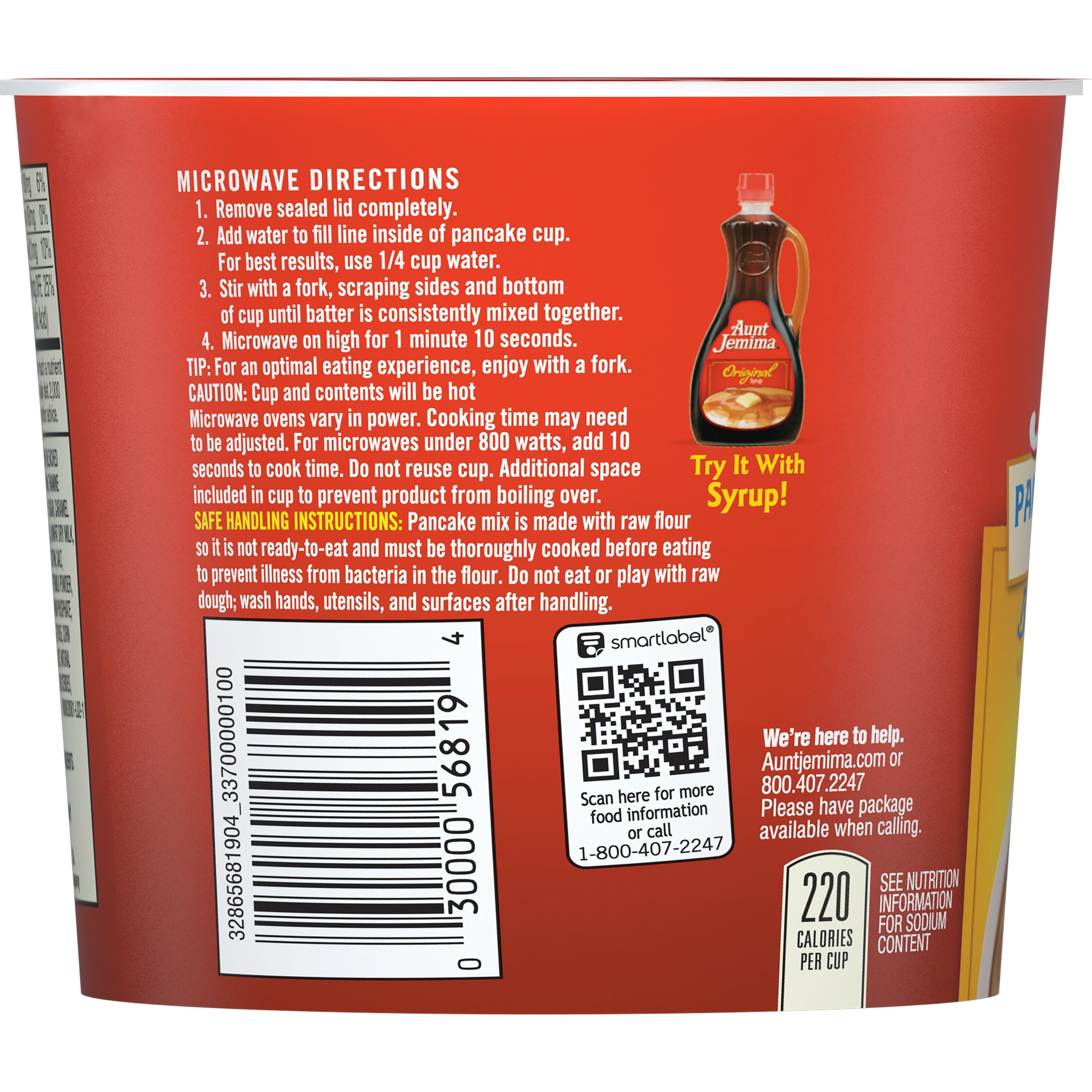 Aunt Jemima Buttermilk & Maple Pancake on The Go Cup, 2.11 oz Plastic Cup