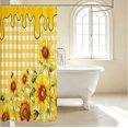 thumbnail image 3 of Erosebridal Boho Bee Sunflower Shower Curtain 72Wx78L,Bohemian Plaid Bath Curtain,Yellow Green, 3 of 5