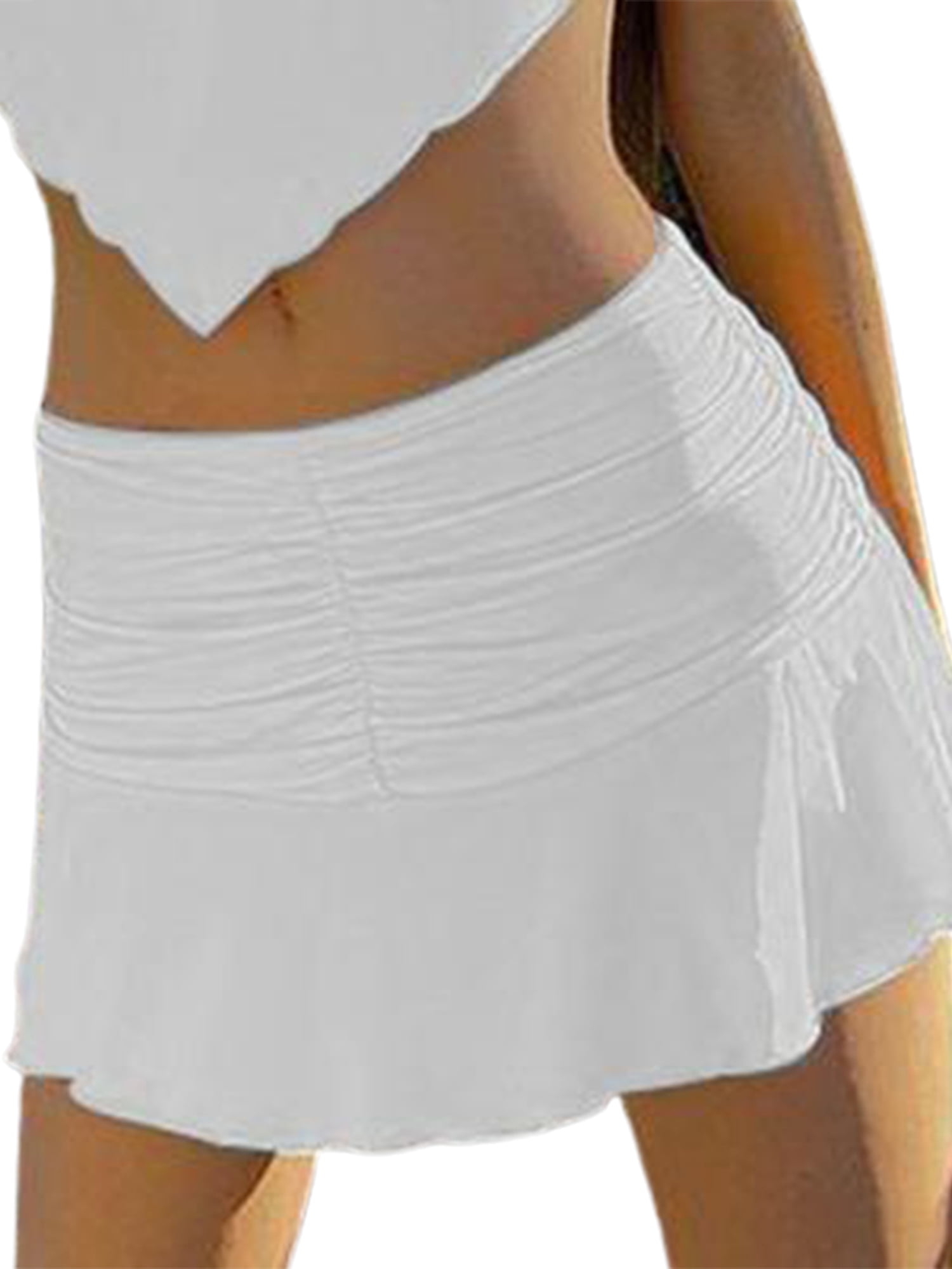 Women's Ruched Ruffle Mini Skirt Sleeveless Backless Halter Crop Cami Top Stretch Tennis Skirt Y2K Summer Sets