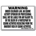 thumbnail image 1 of SIGNMISSION WS-Colorado Equine Colorado - Activity Liability Warning Statute Horse Farm Barn Stable Equine Sign, 1 of 1
