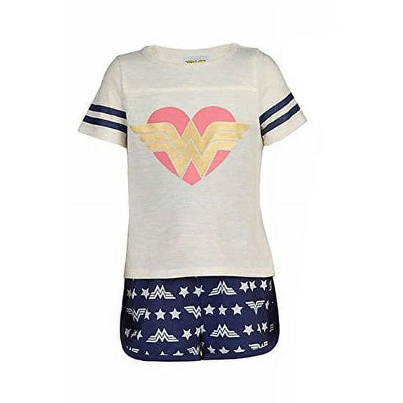 Wonder Woman Girl's Super Hero Star Polyester Pajama Shorts Set (Size 6X)