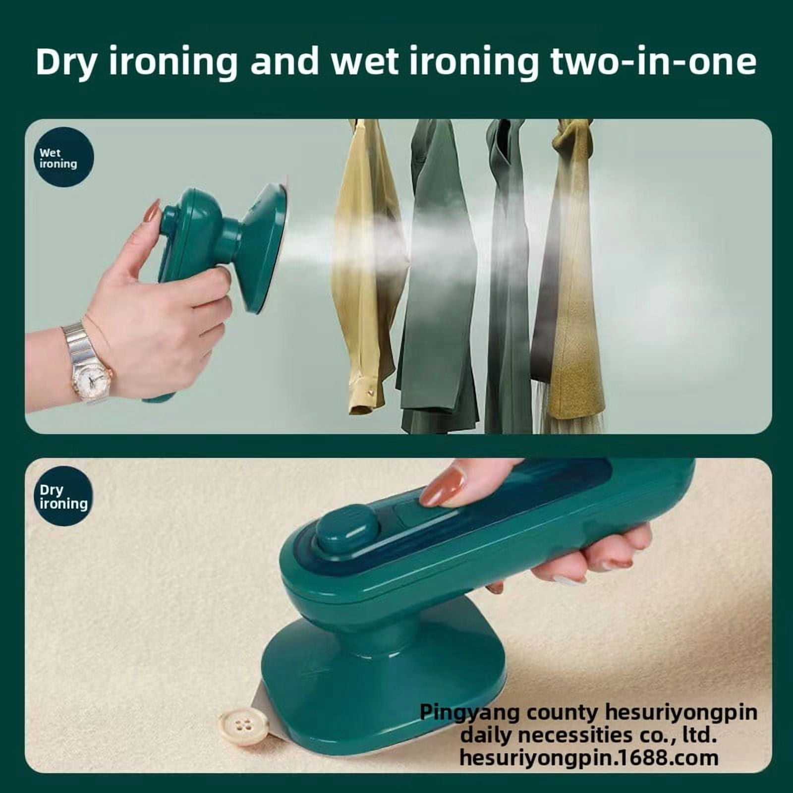Mini handheld steam iron and ironing machine in one - Portable travel clothing steam iron with foldable design for easy de-creasing wrinkles, suitable for both home and travel use.
