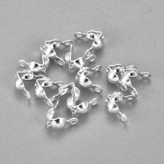 304 Stainless Steel Bead Tips Calotte Ends Clamshell Knot Cover Silver