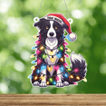 thumbnail image 2 of Lotusprinthandmade Personalized Border Collie Dog and Christmas Light Custom Shape Window Hanging Acrylic Ornament (8x8), christmas border collie window ornament, 2 of 5