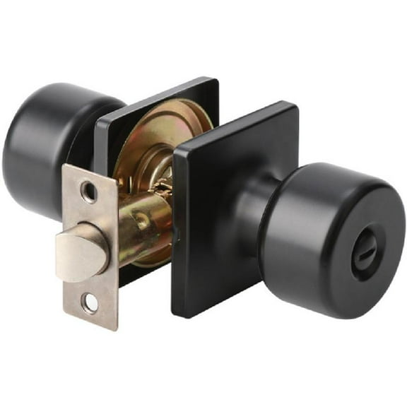 MOMOJIA Elegant Matte Black Door Handle With Lock and Key Portable Accessory for Bedroom and Bathroom Security Daily Casual Use