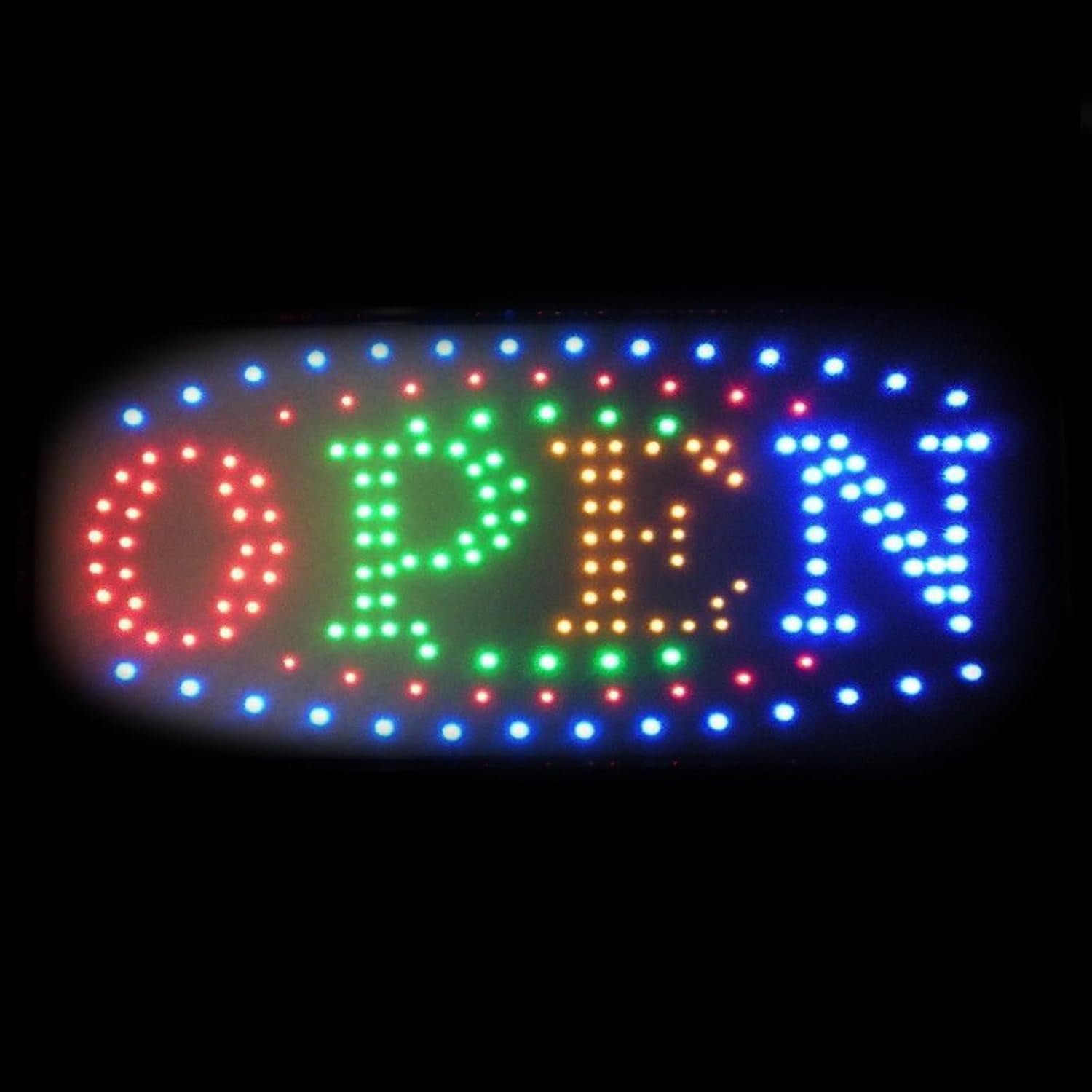 2xhome LED Open Sign – High Visibility, Multi-Color, Animated Neon Light with Motion Effects, On/Off Switch, Chain for Business Displays (19" x 10")