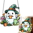 thumbnail image 2 of Halloween Ghost Suncatcher, 7.87X7.28 inch Acrylic Hanging Ornament, 2D Flat Window Pendant, Cute Halloween Wall Decor, Festive Garden Hanging Sign, Halloween Home Decoration for Party Display, 2 of 4