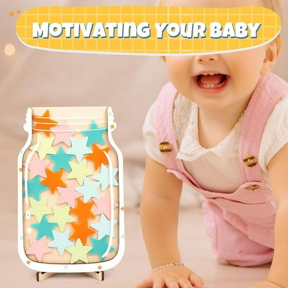 Reward Jar for Kids Star Reward Jar Magnetic Reward Jar for Classroom Toddlers Potty Training Reward Home Kids Incentive Good Home Training for Boys Girls,Star