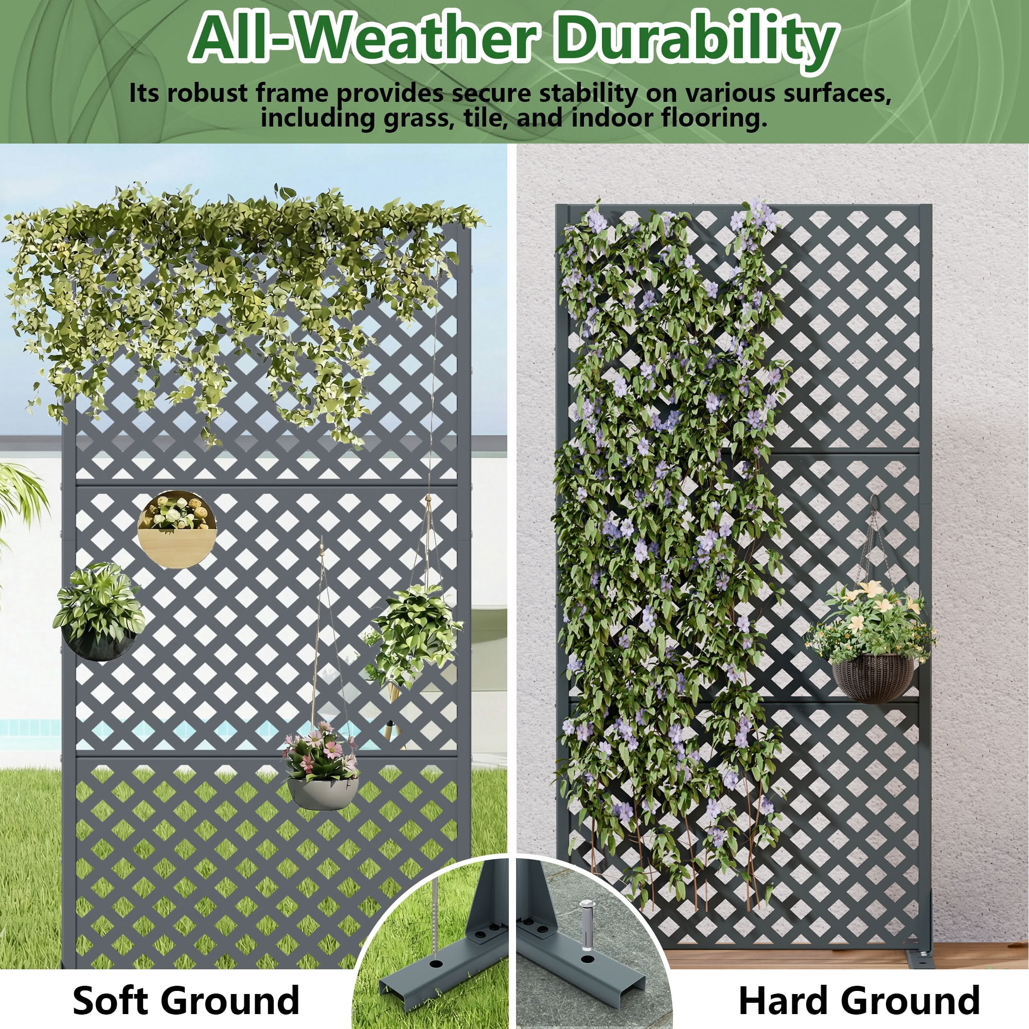 MAYEERTY 59*30in Outdoor Privacy Screen, Powder Coated Metal Privacy Fence, Small Space Privacy Panel for Patio, Garden