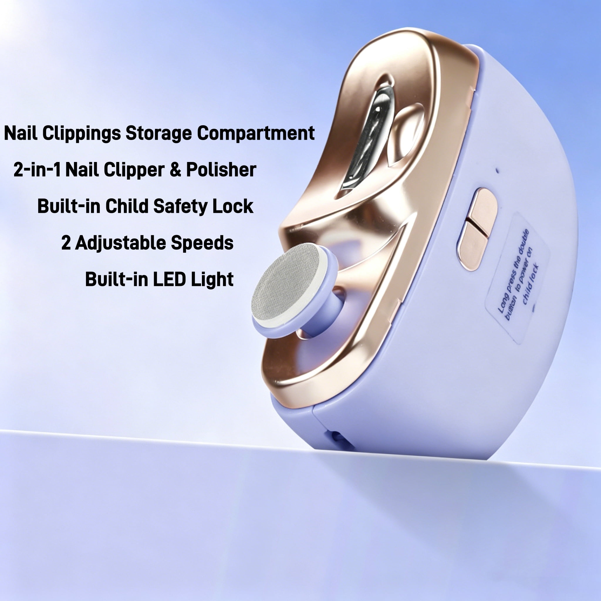 Unbranded Lightweight Plastic Electric Nail Clippers with Light & Clip Storage, Purple