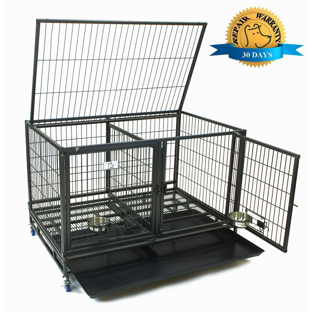 Homey Pet Stackable Dog Cage with Wheel, Divider, & Tray, 43"L x 29"W x 30"H