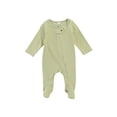 thumbnail image 1 of Gureui Toddler Infant Loose One Piece Romper, Long Sleeve Solid Color Round Neck Zip-up Footed Jumpsuit, 1 of 7