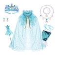thumbnail image 1 of TSADFHJI Fall Outfits Girls Summer Dresses Blue Girl's Party Set with Star Wand Glitter Headband Jewelry Cape for Birthday Dress up Cloak 3-9 Years Light Blue, 1 of 4