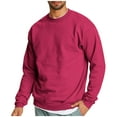 thumbnail image 2 of Annhoo Men Cotton Knit Tops Color Block Crew Neck Long Sleeve Loose Comfy Pullover Shirts Casual Fleece Warm Outdoor Blouse, 2 of 8