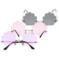 thumbnail image 4 of Seashell Frame Sunglasses Photo Props Outdoor Activities Smoothed Shell Eyewear 3Pcs, 4 of 5