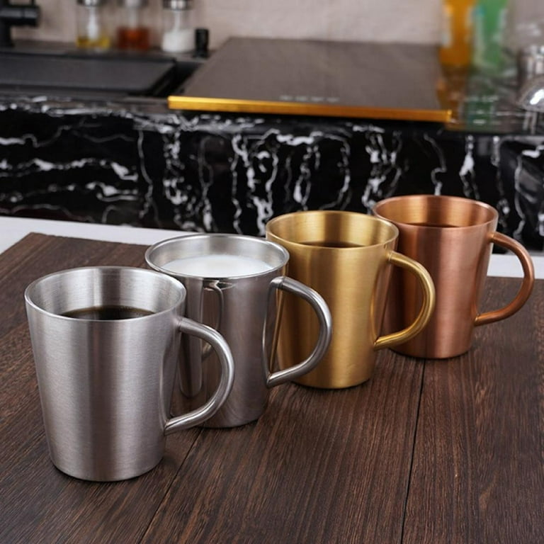 Jolly Stainless Steel Double-Layer Cup with Handle, Beer Mug, Heat Insulation, Household Coffee Mug, Anti-falling Shatterproof, Keeps Espresso Hot