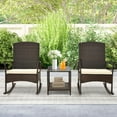 Gymax 3 Pieces Rocking Wicker Bistro Set Outdoor Front Porch Rocker ...