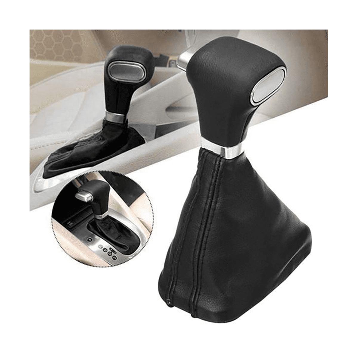 Car Automatic Gear Stick Shift Knob With Leather Cover For VW Tiguan MK5 2006-2011 Shifting Knob