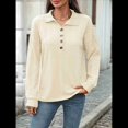 thumbnail image 4 of Blusas Holgadas de Larga con Botones y Solapa de Color Liso para Mujer, Otoño e Invierno Albaricoque XL, 4 of 9