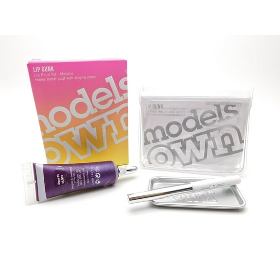 Models Own Lip Gunk Lip Paint Kit: 1 Glossy lip paint, 1 Lip brush, 1 Mixing tray, 1 Case - Metallic 03