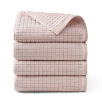 TOWN & COUNTRY EVERYDAY 4-Piece Textured Windowpane Bath Towel Set, 30"x58", 100% Cotton, Plush & Absorbent 550GSM, Blush