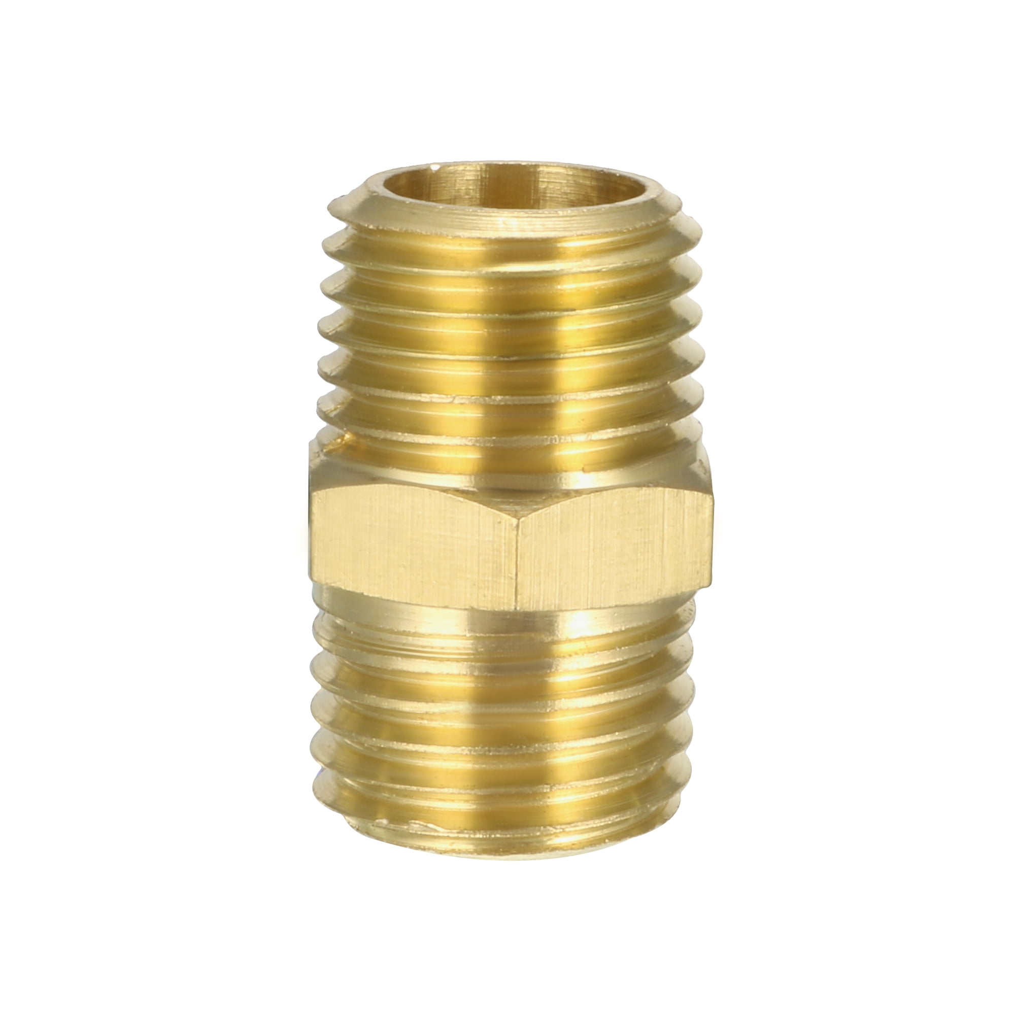 Brass Pipe Fitting , Hex Nipple , 1/4" NPT x 1/4" NPT Male Pipe