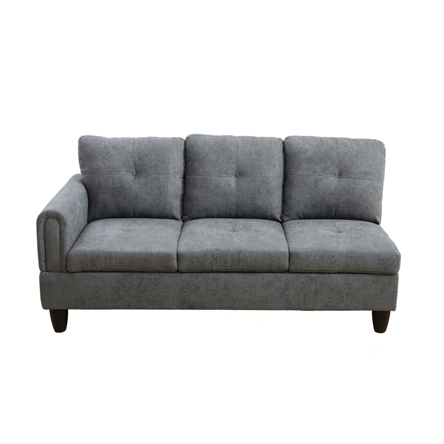 Hommoo Flannel Living Room Furniture Sets, 4-Seat Couches and Sofa Set, L Shaped Couch Set Sectional Sofa Set for Home, Apartment, Dorm, Dark Gray(No Ottoman)