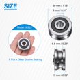 thumbnail image 2 of 6Pcs SG25 Deep U Groove Ball Track Guide Bearing 8mmx30mmx14mm, Silver, 2 of 6