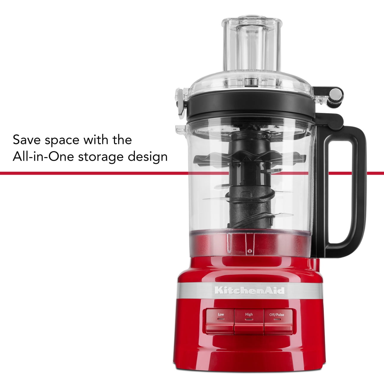 KitchenAid 9 Cup 3-Speed Food Processor, Red