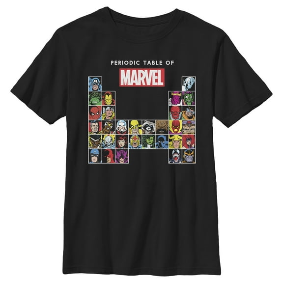 Boy's Marvel Periodic Table of Heroes Graphic Tee Black Large